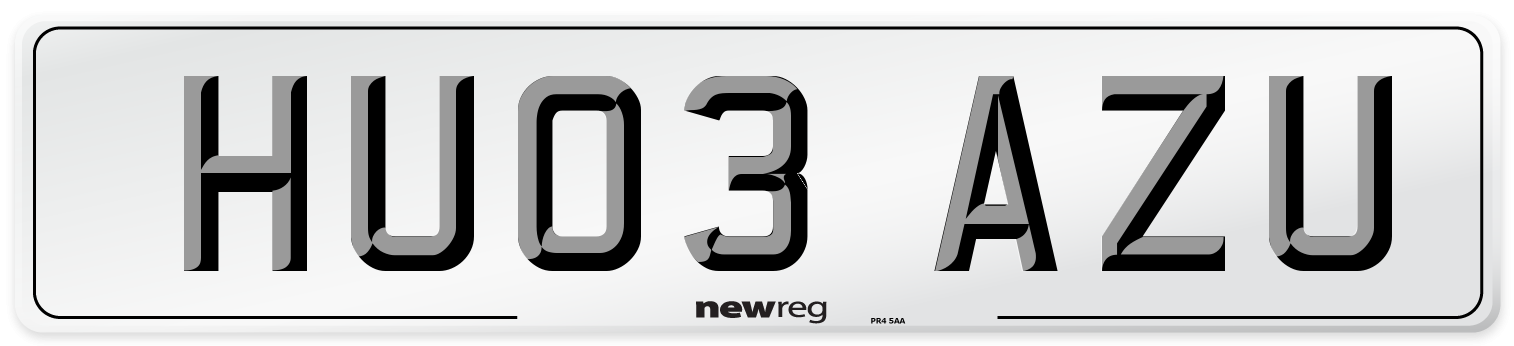 HU03 AZU Number Plate from New Reg